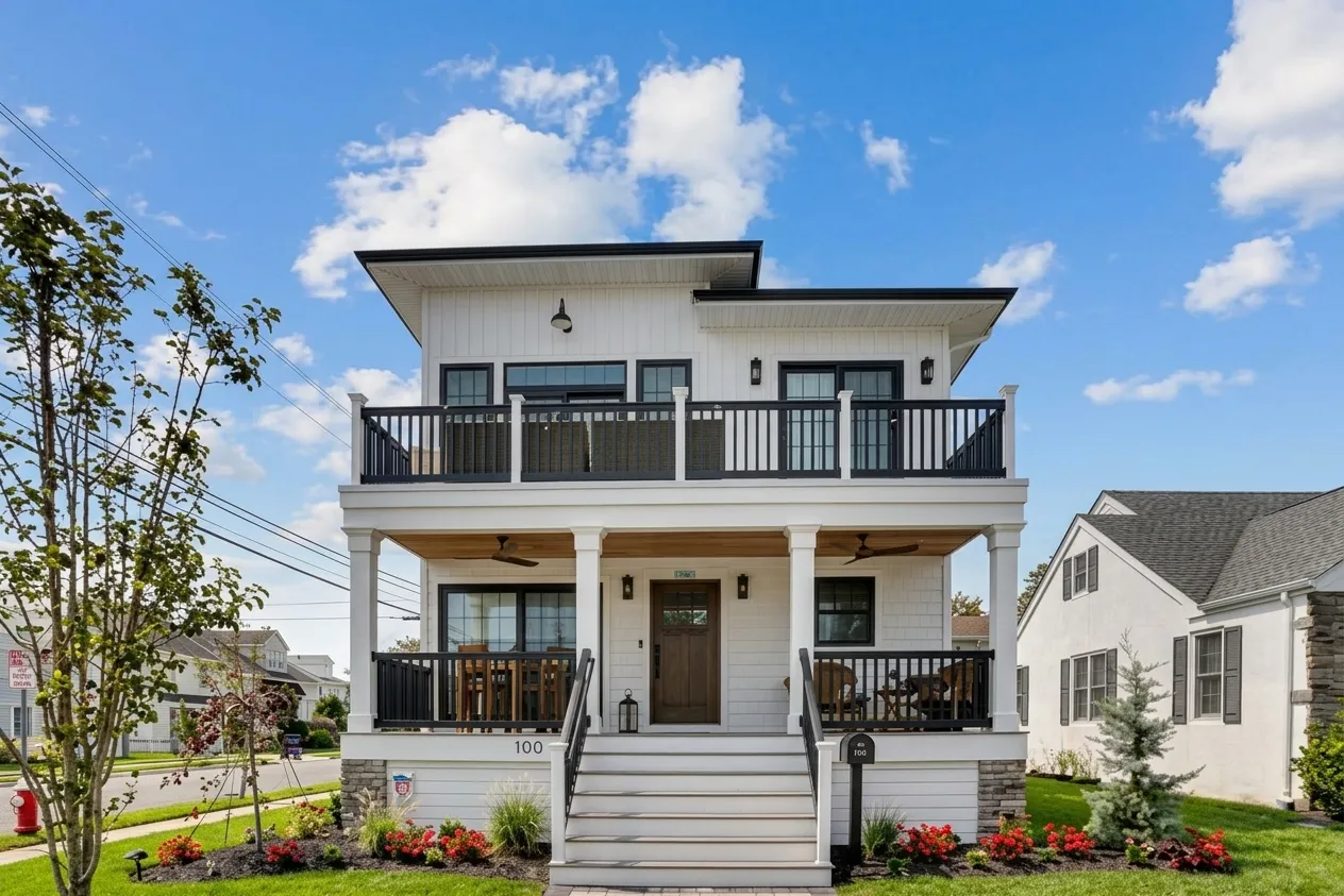 Renovated two-story Margate, NJ home with covered porches and a balcony